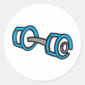 ダンベルクールフィットネスブルー&グレージムグラフィック ラウンドシール (正面)