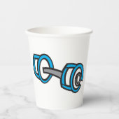 ダンベルクールフィットネスブルー&グレージムグラフィック 紙コップ (正面)