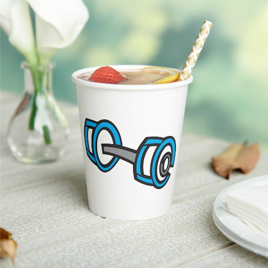 ダンベルクールフィットネスブルー&グレージムグラフィック 紙コップ