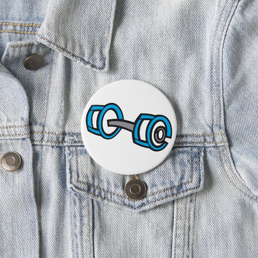 ダンベルクールフィットネスブルー&グレージムグラフィック 缶バッジ