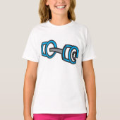 ダンベルクールフィットネスブルー&グレージムグラフィック Tシャツ (正面)