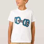 ダンベルクールフィットネスブルー&グレージムグラフィック Tシャツ (正面)