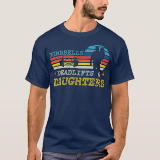 ダンベルズデッドリフトと娘ジムジムトレーニングファス Tシャツ