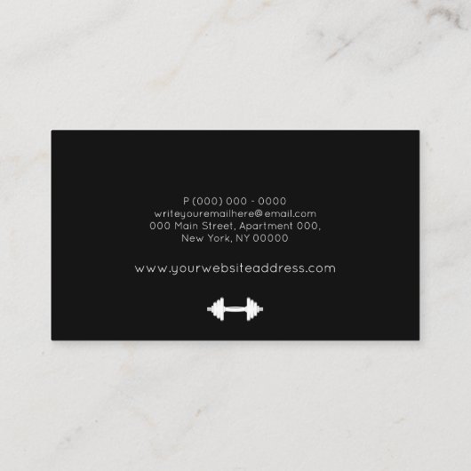 ダンベルフィットネスパーソナルトレーナーコーチブラック 名刺 (裏面)