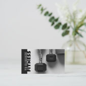 ダンベルフィットネス白黒名刺 名刺 (スタンド正面)