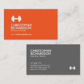 ダンベルロゴフィットネスパーソナルトレーナーオレンジ/グレー 名刺 (正面/裏面)