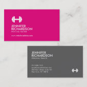 ダンベルロゴフィットネスパーソナルトレーナーピンク/グレー 名刺 (正面/裏面)