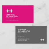 ダンベルロゴフィットネスパーソナルトレーナーピンク/グレー 名刺 (正面/裏面)
