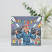 ダンベル60おもしろい誕生日カードを持ち上げる カード (スタンド正面)