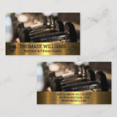 ダンベル | フィットネス | メタリック 名刺 (正面/裏面)