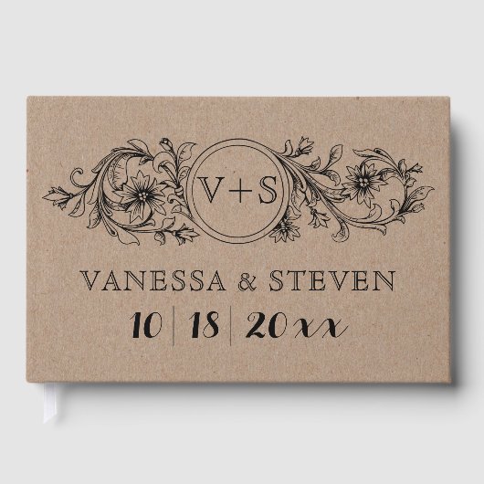 ダンボールフローラ結婚イニシャルのゲストブック ゲストブック (正面)