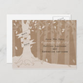 ダンボールルックウッドランド結婚式の日付を保存 案内ポストカード (正面/裏面)