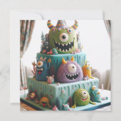 ダンボール熱狂するケーキ誕生日 招待状 (正面)