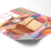 ダンボール箱の猫 | 子猫の水彩画アート ポスター (角)