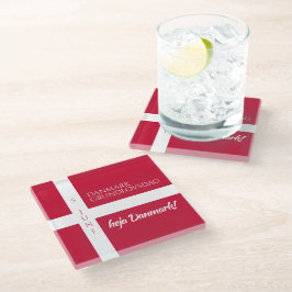 ダンマークグルンドロフスダグデンマーク国旗 ガラスコースター