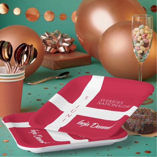 ダンマークグルンドロフスダグデンマーク国旗 ペーパープレート (複数)