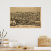 ダンモアペンシルバニア1892アンティークパノラママップ ポスター (キッチン)