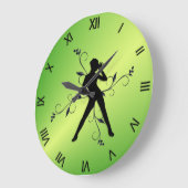 ダンモダンスグリーン（黒の数字付き） ラージ壁時計 (傾斜)