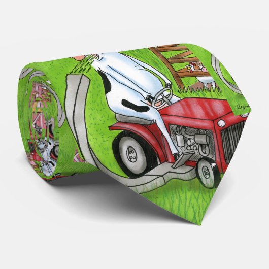 ダンレイノルズ|のタイ|の牛の乗馬の芝刈機 ネクタイ (ロール)