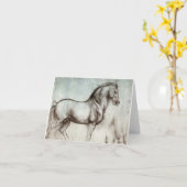 ダヴィンチホース勉強ルネッサンススケッチファインアート カード (黄色い花)