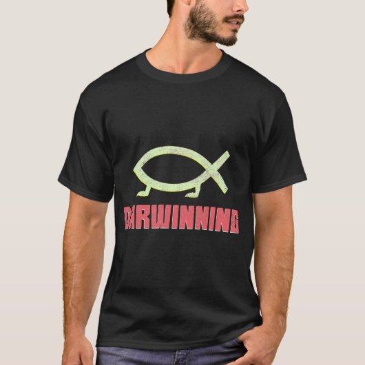 ダーウィニズムのパロディ Tシャツ (正面)