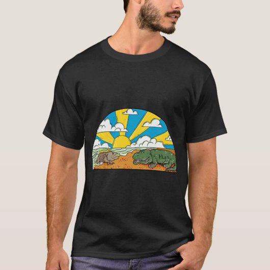 ダーウィンの古生物学 - 面白い魚の恐竜の進化 Tシャツ (正面)