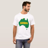 ダーウィンの緑および金ゴールドの地図のTシャツ Tシャツ (正面フル)