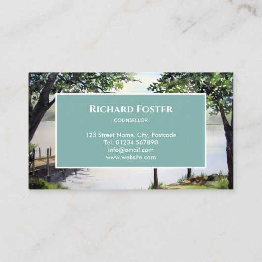 ダーウェントウォーターレイクディストリクトウォーターカラー絵を描ズ 名刺 (裏面)