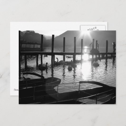 ダーウェントウォーター前海岸で夕暮れ葉書 ポストカード (正面/裏面)