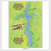 ダーウェント&ハウデン貯水池の地図のポスター シール (シート)