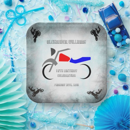 ダーカッコいいトバイ男らしク16th誕生日      ペーパープレート (パーティー)