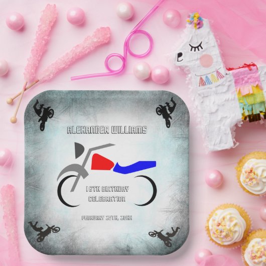 ダーカッコいいトバイ男らしク16th誕生日 ペーパープレート (パーティー)