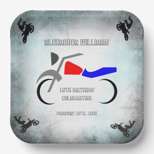 ダーカッコいいトバイ男らしク16th誕生日      ペーパープレート (正面)