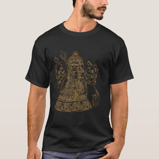 ダーガヒンズー教女神サンスクリットインディアン戦士 Tシャツ (正面)
