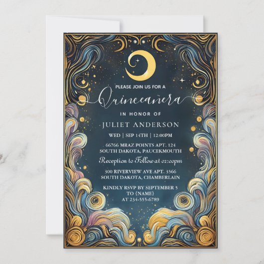 ダークおもしろいスタープロムスターリーナイトスカイキンセアニェラ 招待状 (正面)