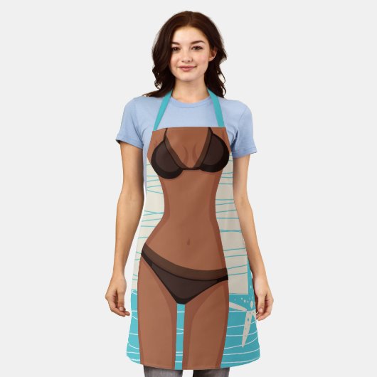 ダークおもしろいタンビキニGIrl エプロン (着用した状態)
