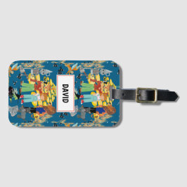 ダークおもしろいブルーの子どもキャラクター ラゲッジタグ