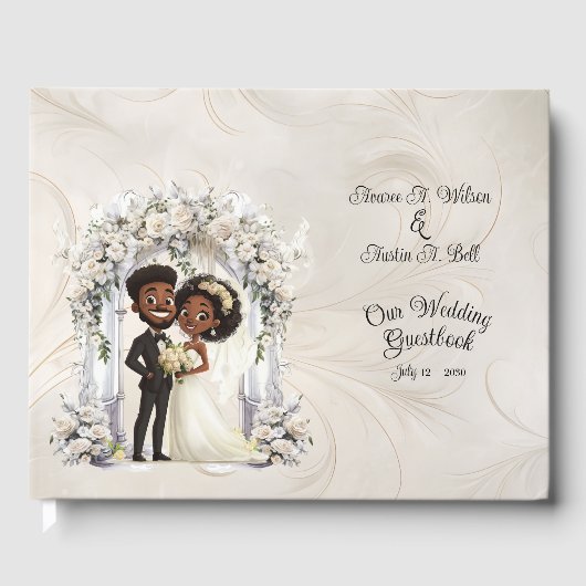 ダークお洒落スキン新婦結婚のアーチ ゲストブック (正面)