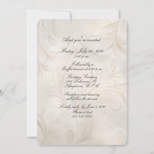 ダークお洒落スキン新婦結婚のアーチ 招待状 (裏面)