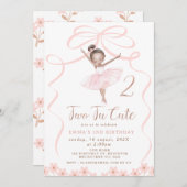 ダークお洒落バレリーナ2つのTuかわいい誕生日 招待状 (正面/裏面)