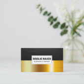 ダークお洒落メタル |金ゴールドメタリックカラーブロック 名刺 (スタンド正面)