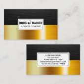 ダークお洒落メタル |金ゴールドメタリックカラーブロック 名刺 (正面/裏面)