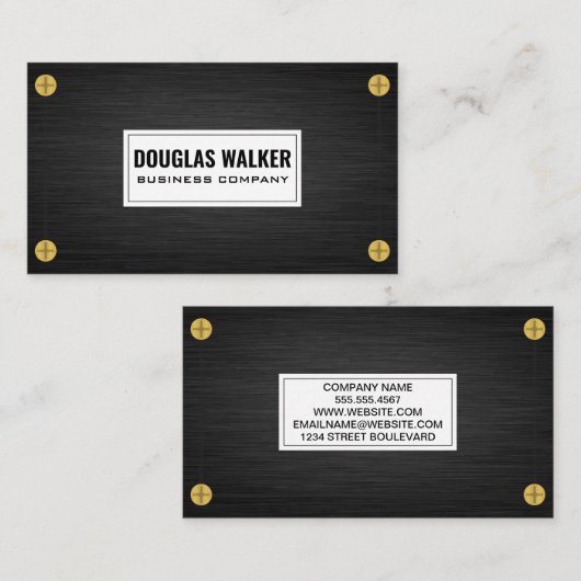 ダークお洒落メタル |金属製金ゴールドねじ 名刺 (正面/裏面)