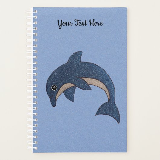 ダークかわいらしブきらめくルブルー白飛びイルカ プランナー手帳 (正面)