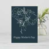 ダークかわいらしブルースケッチ花模様マザーズDay Card シーズンカード (スタンド正面)
