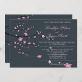 ダークさくらんぼブロッサム結婚式招待状 招待状 (正面/裏面)