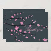 ダークさくらんぼ結婚ブロッサムサンキューカード サンキューカード (正面/裏面)