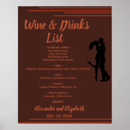 ダークでアースなドリンクリスト ブライダル ウェディング ポスター