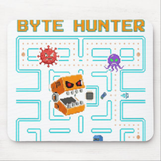 ダークでエッジーなアーケードゲーム風ピクセルドットスカルパロディ マウスパッド