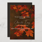 ダークでムーディなエレガントな葉の結婚式 招待状 (正面/裏面)